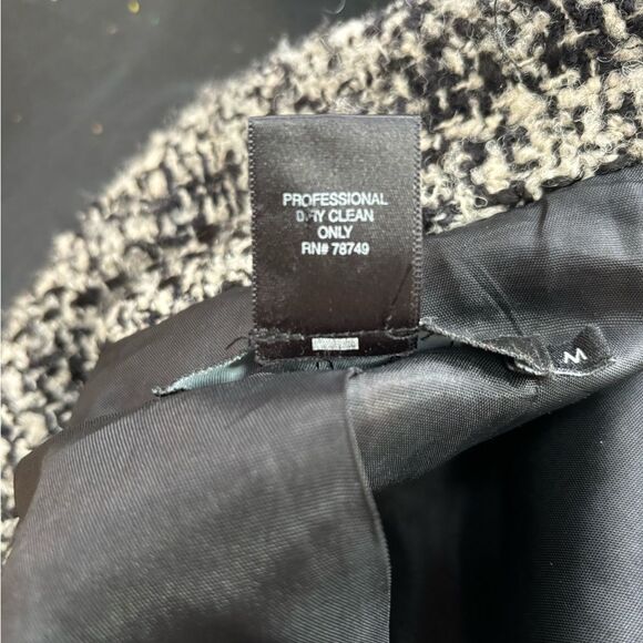 Arden B Luxe black and white tweed coat faux leather trim women’s size M - Picture 7 of 7